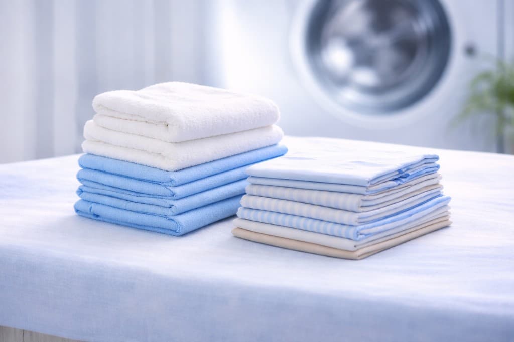 Vi tvättar och viker illustration